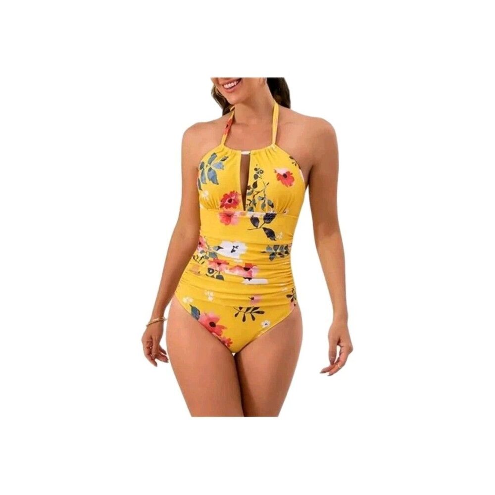 Women's Slimming One Piece Swimsuits Tummy Control Bathing Suit Halter Swimwear